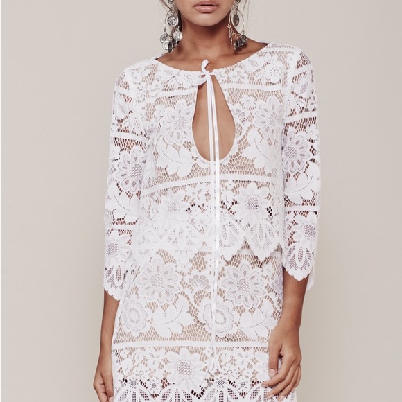 For love and lemons Gianna white lace skirt - Picture 1 of 3